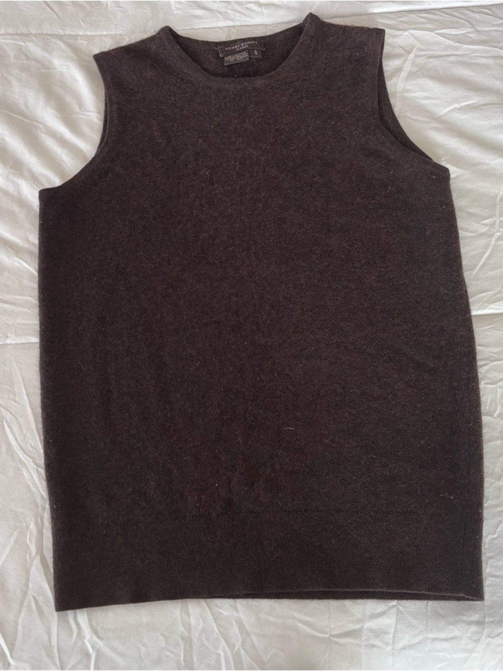 Henri bendel 100%cashemere bSleeveless Knit Shell Top - Dark Brown
